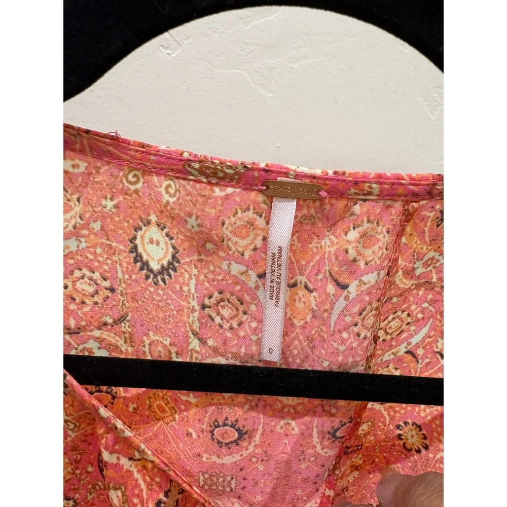 Free People Candy Combo Pink Orange Paisley Crop Top & Maxi Skirt Set Size 0 NWT